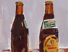 Two Six Packs, (two Guiness), 2014       Acrylic on Paper       12" x  9"
